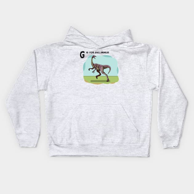 gallimimus dinosaur Kids Hoodie by Artbychb